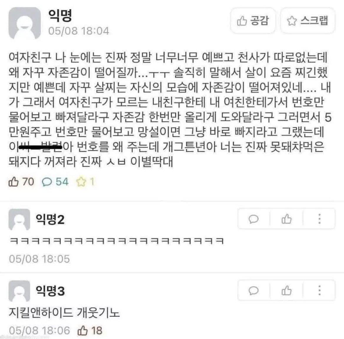 여친을 테스트 한 남자의 최후 ㄷㄷㄷ
