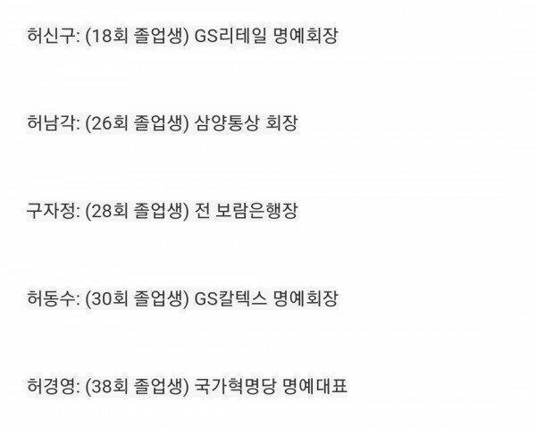 흔한 어느 시골 초등학교의 졸업생 명단