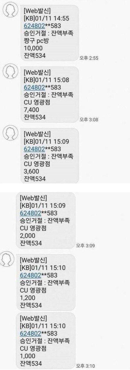 체크카드 도둑 레전드