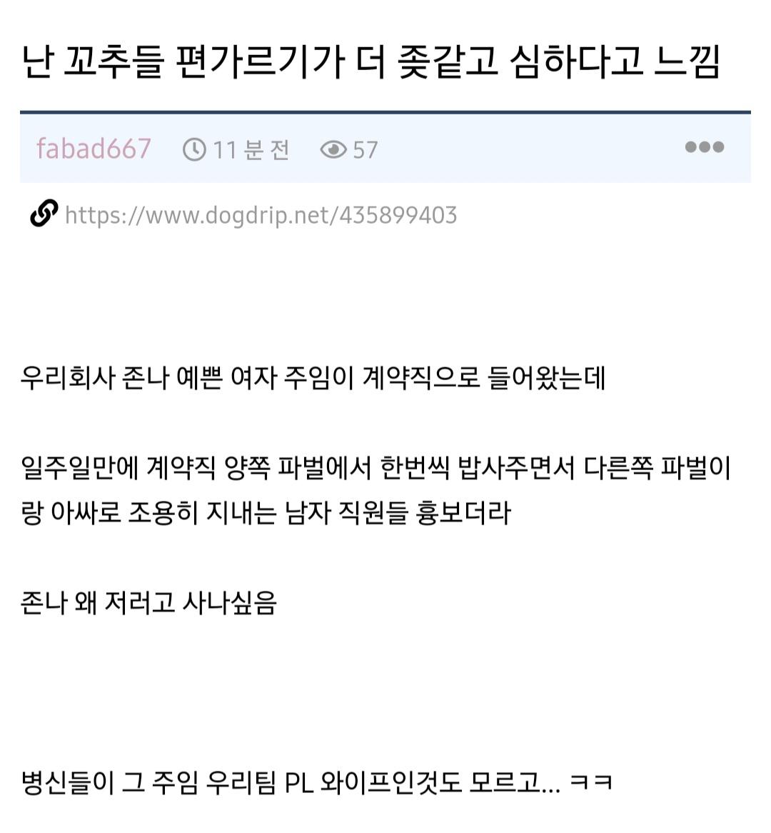 꼬추들 편가르기가 더 좆같고 심하다고 느낀 썰