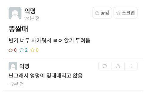 변기가 차가울 때 꿀팁
