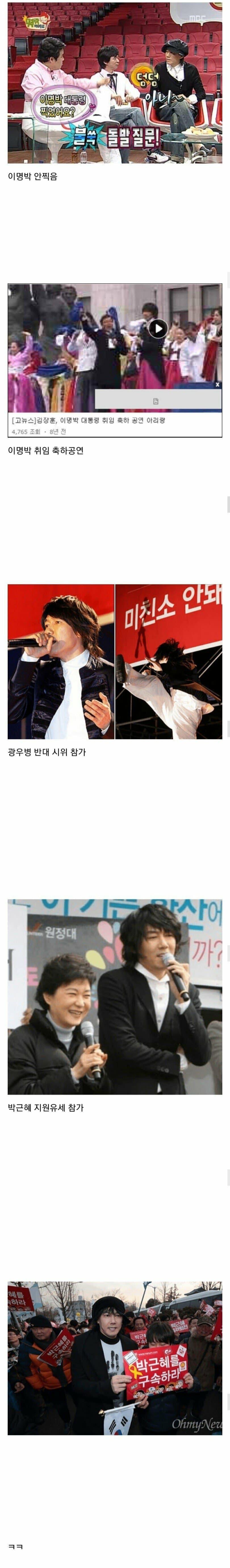 연예인 정치성향 레전드 ㅋㅋㅋ