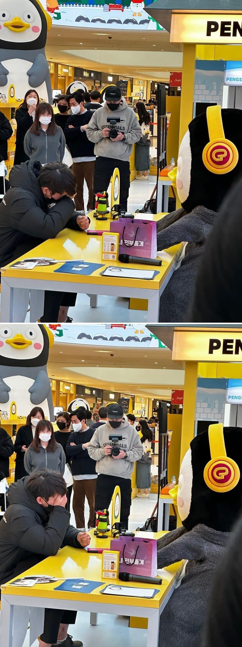 팬싸인회 현장에서 실물영접하고 마구 우는 남자 팬
