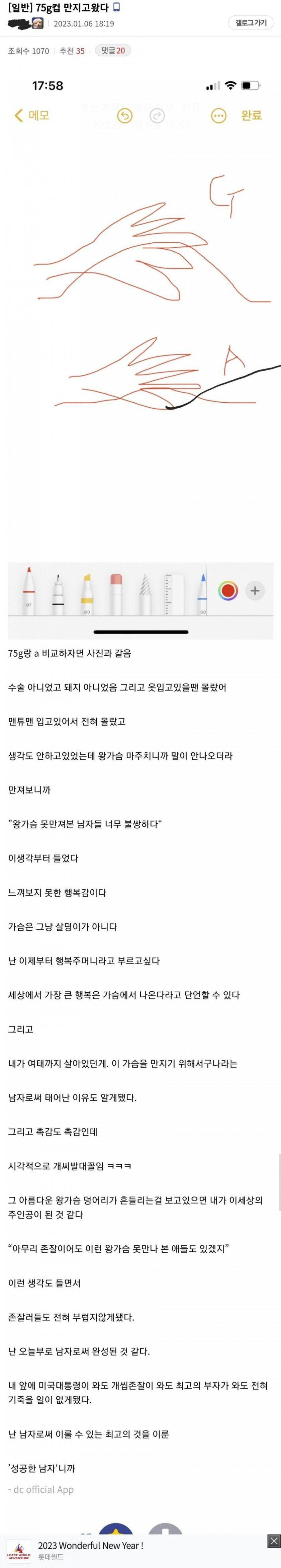 75G컵을 만져본 디씨인 레전드.