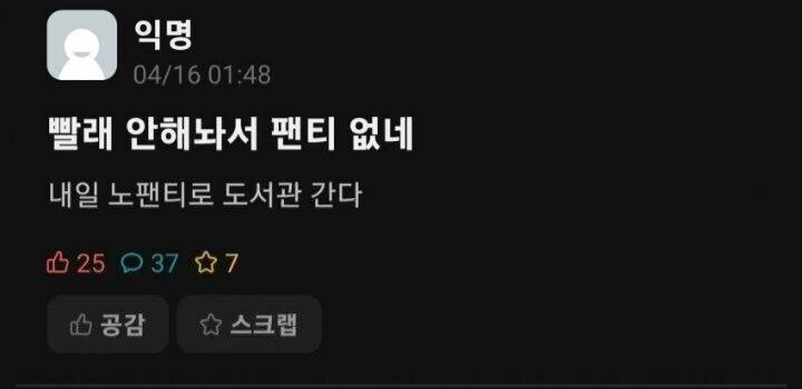 노팬티로 도서관 간다