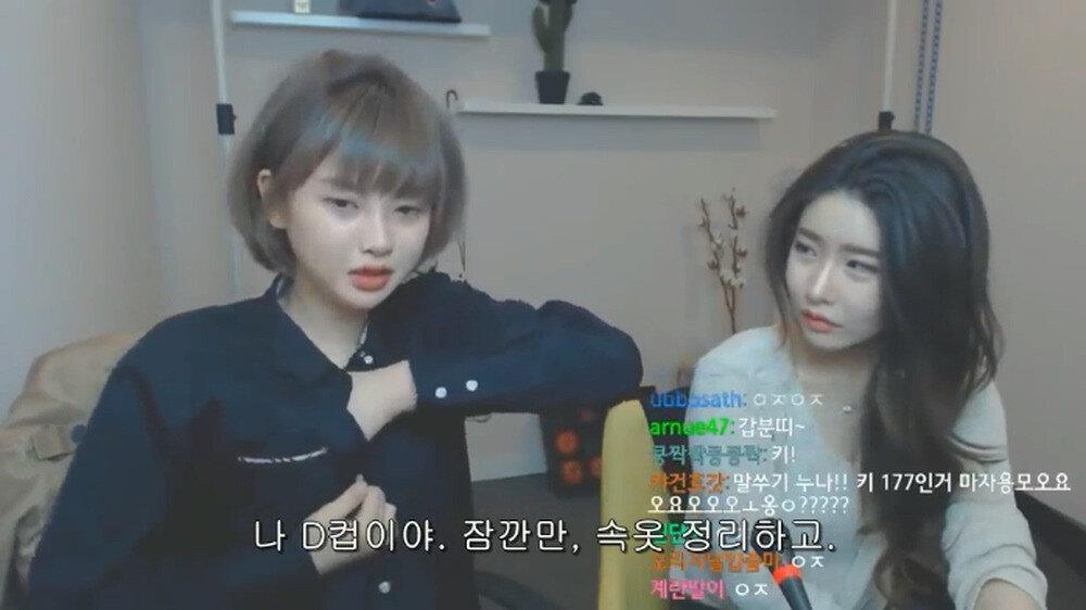 본인은 D컵이라고 우기는데...