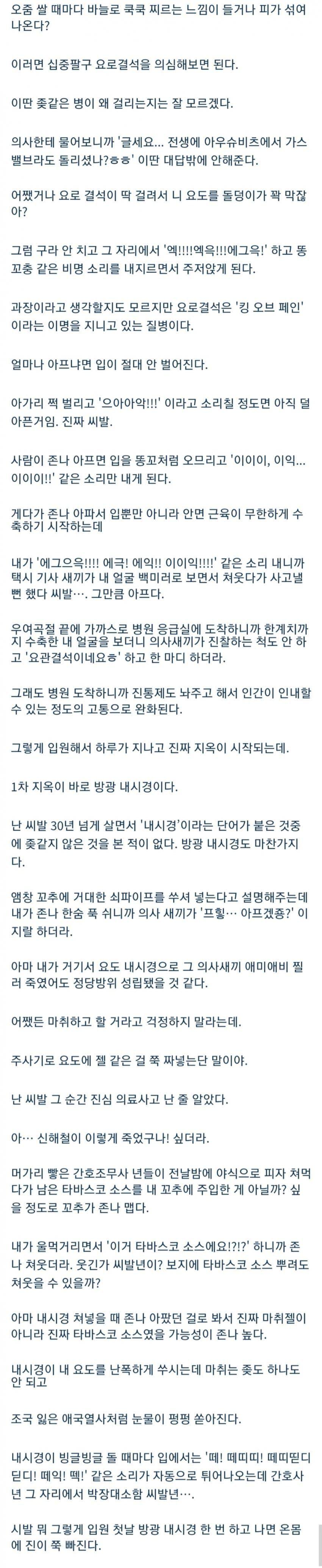 요로결석 겪은 썰
