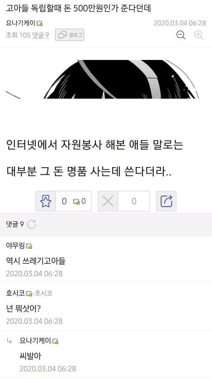 고아들은 독립할 때 돈 500만원 받아서 명품 산다는데