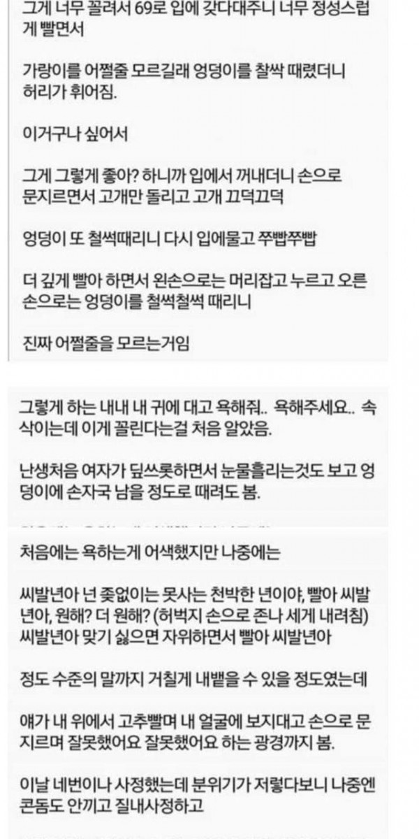ㅅㅅ 중에 욕듣는거 좋다는 원나잇녀