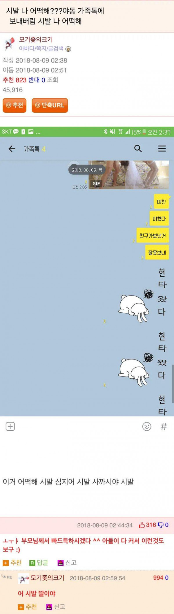 가족톡에 야동 올린 누나 +후기