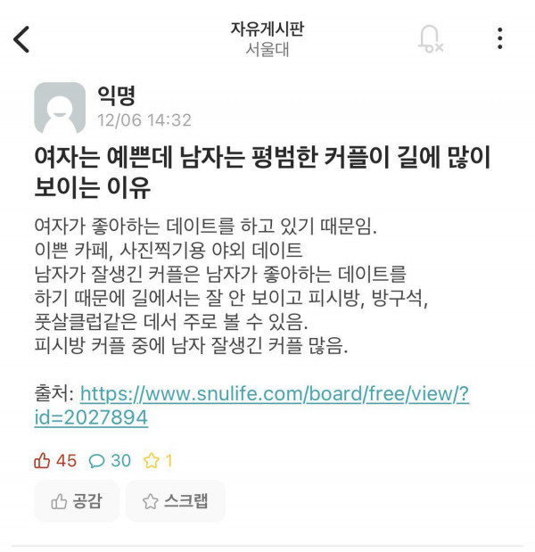 여자는 예쁜데 남자는 평범한 커플이 많이 보이는 이유