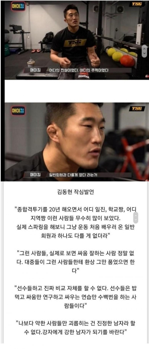 김동현 일침