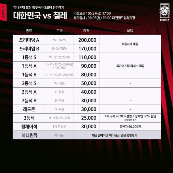 [오피셜] 6월 A매치 축구 국가대표팀 티켓 오픈 일정 안내