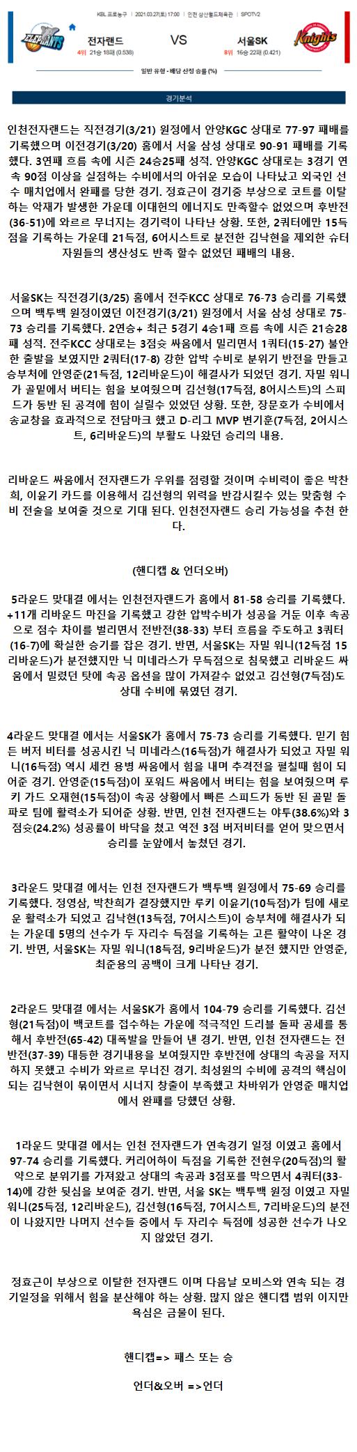 2021년3월27일 인천 전자랜드 엘리펀츠 서울 SK 나이츠 농구중계 라채티비.png